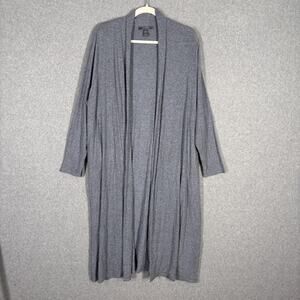 Lisa Rinna Duster Cardigan XLP Blue Pockets Soft Lounge Comfy Cozy Long Thin